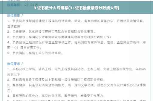 3 证书低分大专推荐(3+证书最低录取分数线大专)