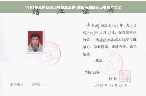 1991年高中毕业证书是怎么样-湖南历届毕业证书图片大全