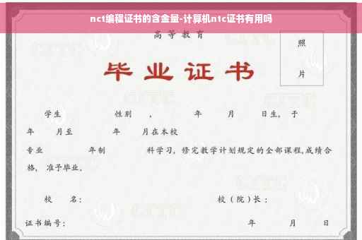 nct编程证书的含金量-计算机ntc证书有用吗