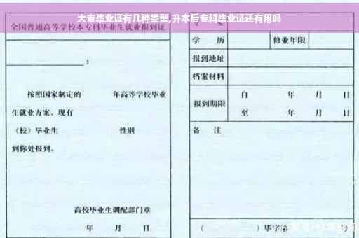 大专毕业证有几种类型,升本后专科毕业证还有用吗