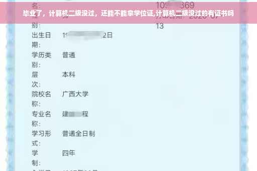 毕业了，计算机二级没过，还能不能拿学位证,计算机二级没过的有证书吗
