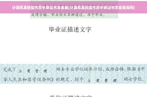 计算机系统操作员中级证书含金量(计算机系统操作员中级证书含金量高吗)