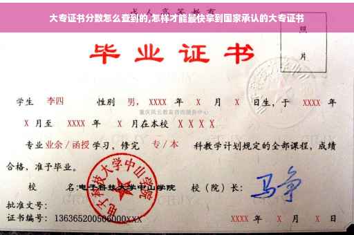 大专证书分数怎么查到的,怎样才能最快拿到国家承认的大专证书