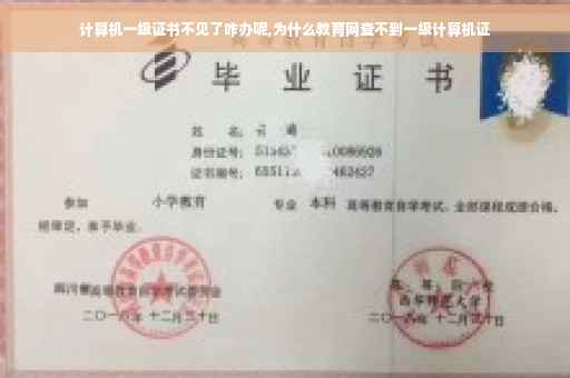 计算机一级证书不见了咋办呢,为什么教育网查不到一级计算机证