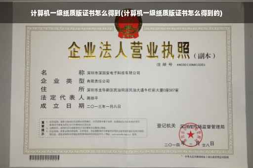计算机一级纸质版证书怎么得到(计算机一级纸质版证书怎么得到的)