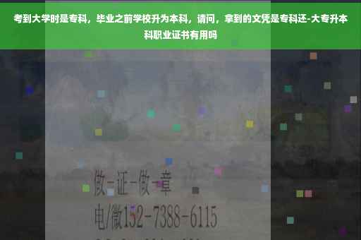 考到大学时是专科，毕业之前学校升为本科，请问，拿到的文凭是专科还-大专升本科职业证书有用吗