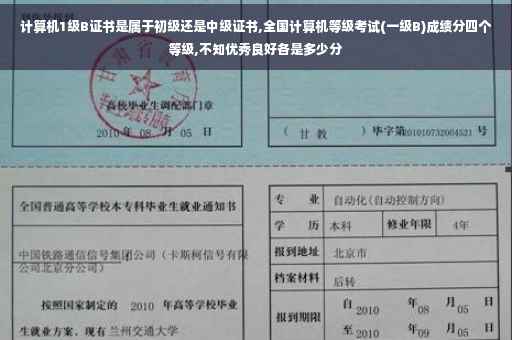 计算机1级B证书是属于初级还是中级证书,全国计算机等级考试(一级B)成绩分四个等级,不知优秀良好各是多少分