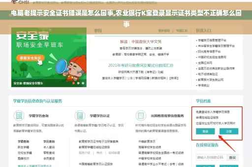 电脑老提示安全证书错误是怎么回事,农业银行K宝登录显示证书类型不正确怎么回事