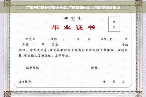 广东户口本补办需要什么,广东省如何网上自助换领身份证