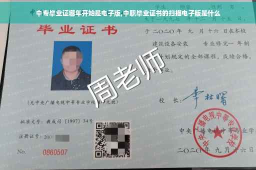 中专毕业证哪年开始是电子版,中职毕业证书的扫描电子版是什么