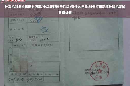 计算机职业资格证书四级/中级技能属于几级?有什么用吗,如何打印职称计算机考试合格证书