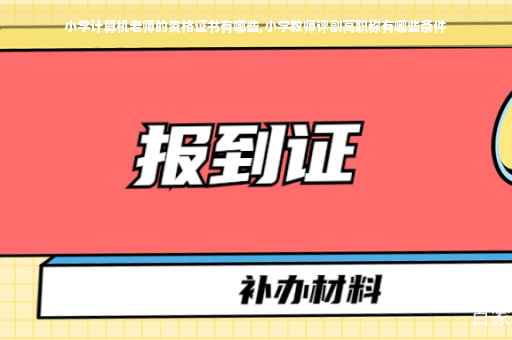 小学计算机老师的资格证书有哪些,小学教师评副高职称有哪些条件