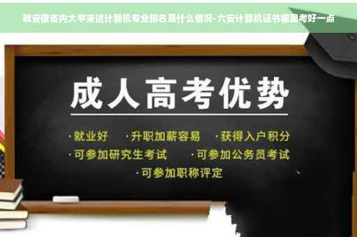 就安徽省内大学来说计算机专业排名是什么情况-六安计算机证书哪里考好一点