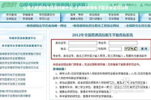 公司入职要毕业证原件做什么,入职时给他电子版毕业证可以吗