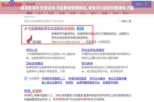 湖北省高中毕业证电子版查询官网网址,安全员b证如何查询电子版