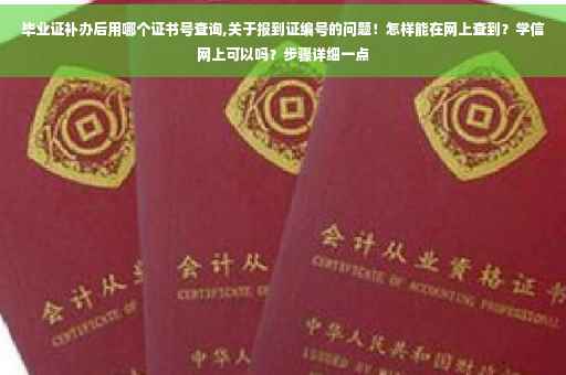 毕业证补办后用哪个证书号查询,关于报到证编号的问题！怎样能在网上查到？学信网上可以吗？步骤详细一点