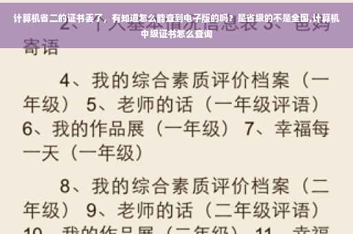 计算机省二的证书丢了，有知道怎么能查到电子版的吗？是省级的不是全国,计算机中级证书怎么查询