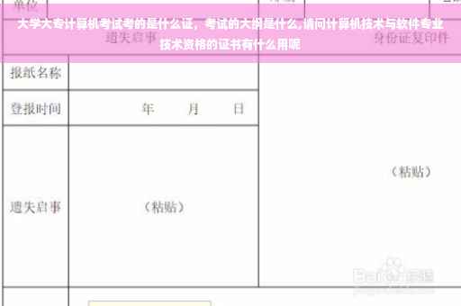 大学大专计算机考试考的是什么证，考试的大纲是什么,请问计算机技术与软件专业技术资格的证书有什么用呢