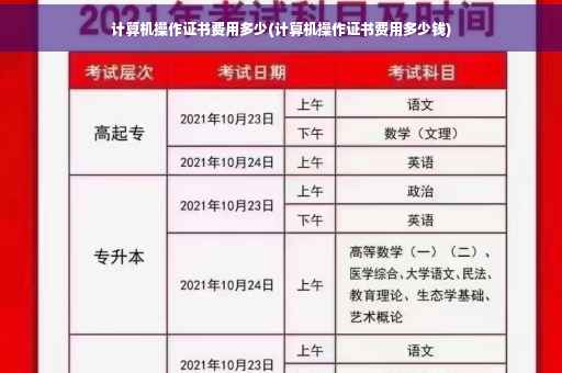 计算机操作证书费用多少(计算机操作证书费用多少钱)