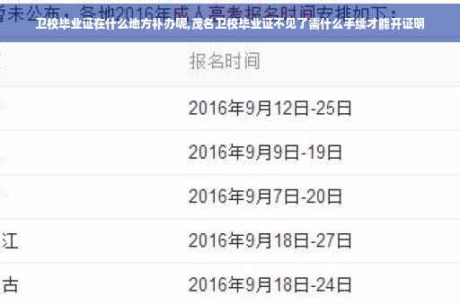 卫校毕业证在什么地方补办呢,茂名卫校毕业证不见了需什么手续才能开证明