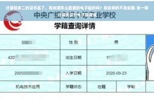 计算机省二的证书丢了，有知道怎么能查到电子版的吗？是省级的不是全国-省一级计算机证书电子版查询