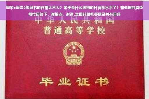 国家c语言2级证书的作用大不大？等于是什么级别的计算机水平了？有知道的麻烦帮忙回答下，详细点。谢谢,全国计算机等级证书有用吗