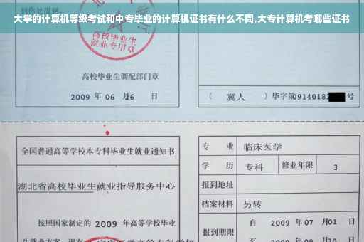 大学的计算机等级考试和中专毕业的计算机证书有什么不同,大专计算机考哪些证书