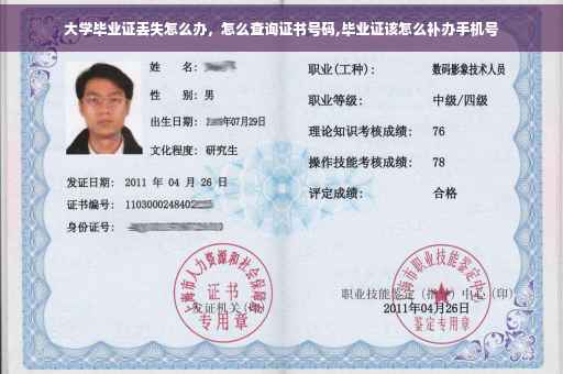 大学毕业证丢失怎么办，怎么查询证书号码,毕业证该怎么补办手机号