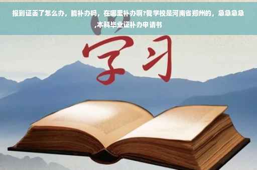 报到证丢了怎么办，能补办吗，在哪里补办啊?我学校是河南省郑州的，急急急急,本科毕业证补办申请书