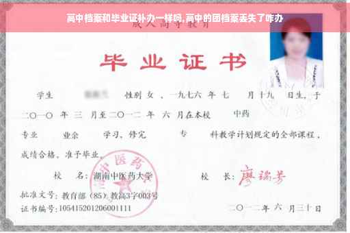 高中档案和毕业证补办一样吗,高中的团档案丢失了咋办