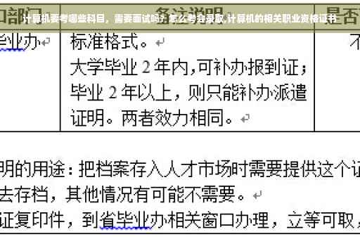 计算机要考哪些科目，需要面试吗？怎么考会录取,计算机的相关职业资格证书