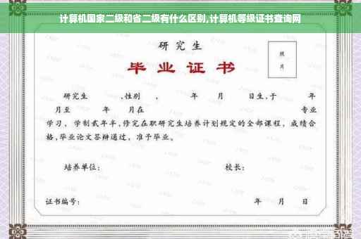计算机国家二级和省二级有什么区别,计算机等级证书查询网