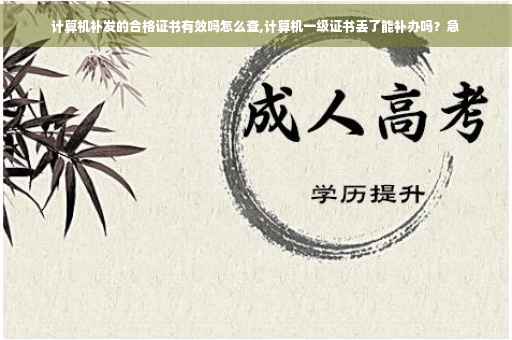 计算机补发的合格证书有效吗怎么查,计算机一级证书丢了能补办吗？急