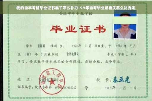 我的自学考试毕业证书丢了怎么补办-99年自考毕业证丢失怎么补办呢
