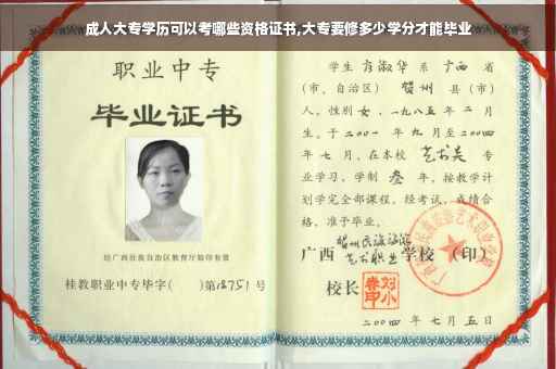 成人大专学历可以考哪些资格证书,大专要修多少学分才能毕业