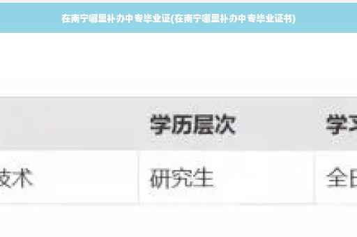 在南宁哪里补办中专毕业证(在南宁哪里补办中专毕业证书)