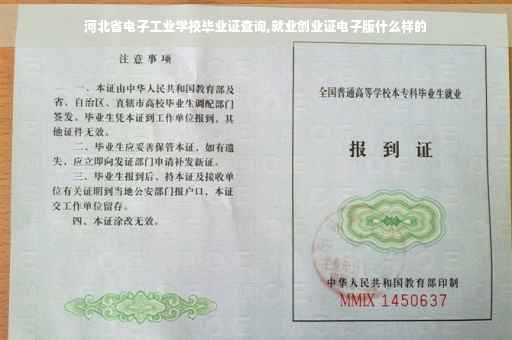 河北省电子工业学校毕业证查询,就业创业证电子版什么样的