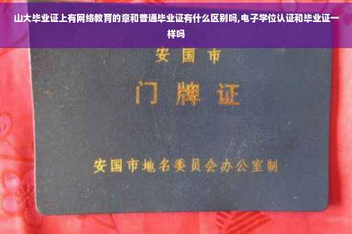 山大毕业证上有网络教育的章和普通毕业证有什么区别吗,电子学位认证和毕业证一样吗