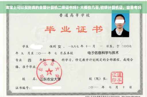 淘宝上可以买到真的全国计算机二级证书吗？大概在几百,初级计算机证，容易考吗