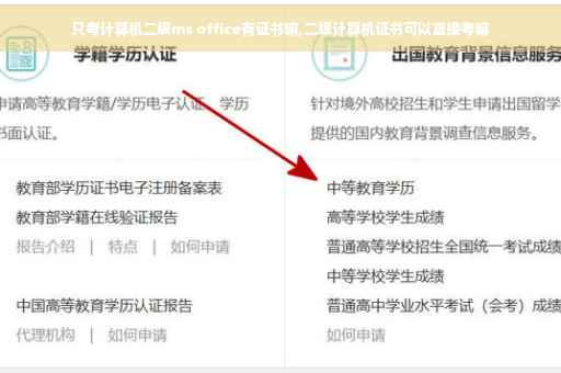 只考计算机二级ms office有证书嘛,二级计算机证书可以直接考嘛