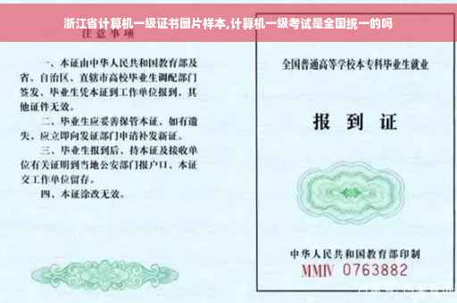 浙江省计算机一级证书图片样本,计算机一级考试是全国统一的吗