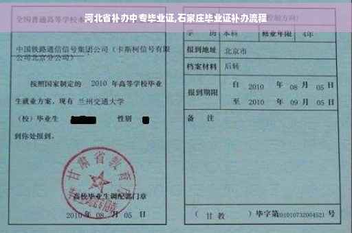 河北省补办中专毕业证,石家庄毕业证补办流程