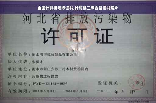 全国计算机考级证书,计算机二级合格证书照片