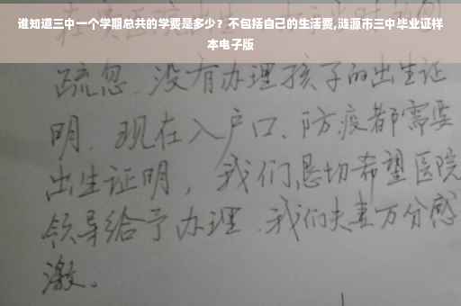 谁知道三中一个学期总共的学费是多少？不包括自己的生活费,涟源市三中毕业证样本电子版