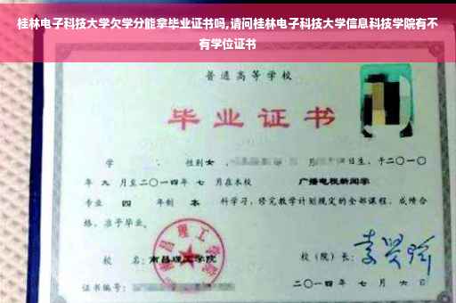 桂林电子科技大学欠学分能拿毕业证书吗,请问桂林电子科技大学信息科技学院有不有学位证书