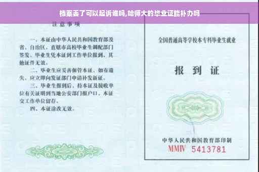 档案丢了可以起诉谁吗,哈师大的毕业证能补办吗