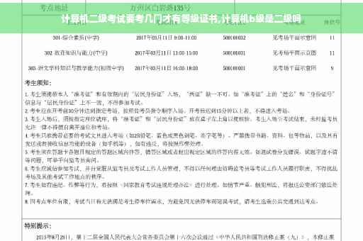 计算机二级考试要考几门才有等级证书,计算机b级是二级吗