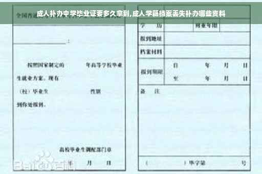 成人补办中学毕业证要多久拿到,成人学籍档案丢失补办哪些资料