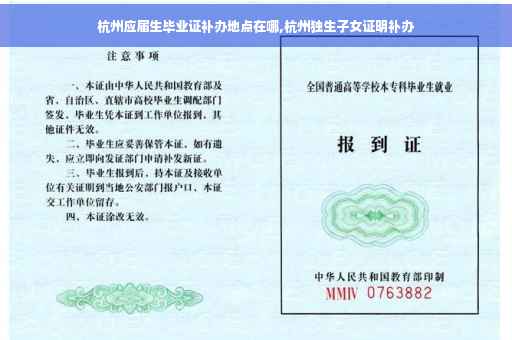 杭州应届生毕业证补办地点在哪,杭州独生子女证明补办