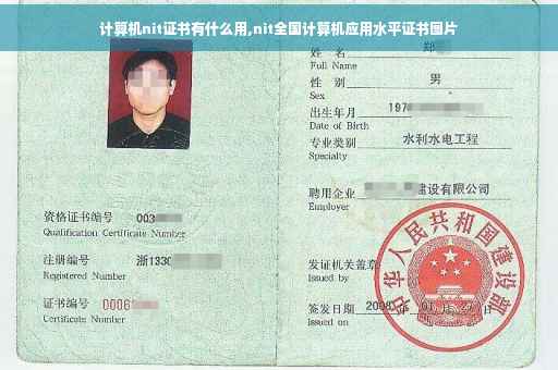 计算机nit证书有什么用,nit全国计算机应用水平证书图片